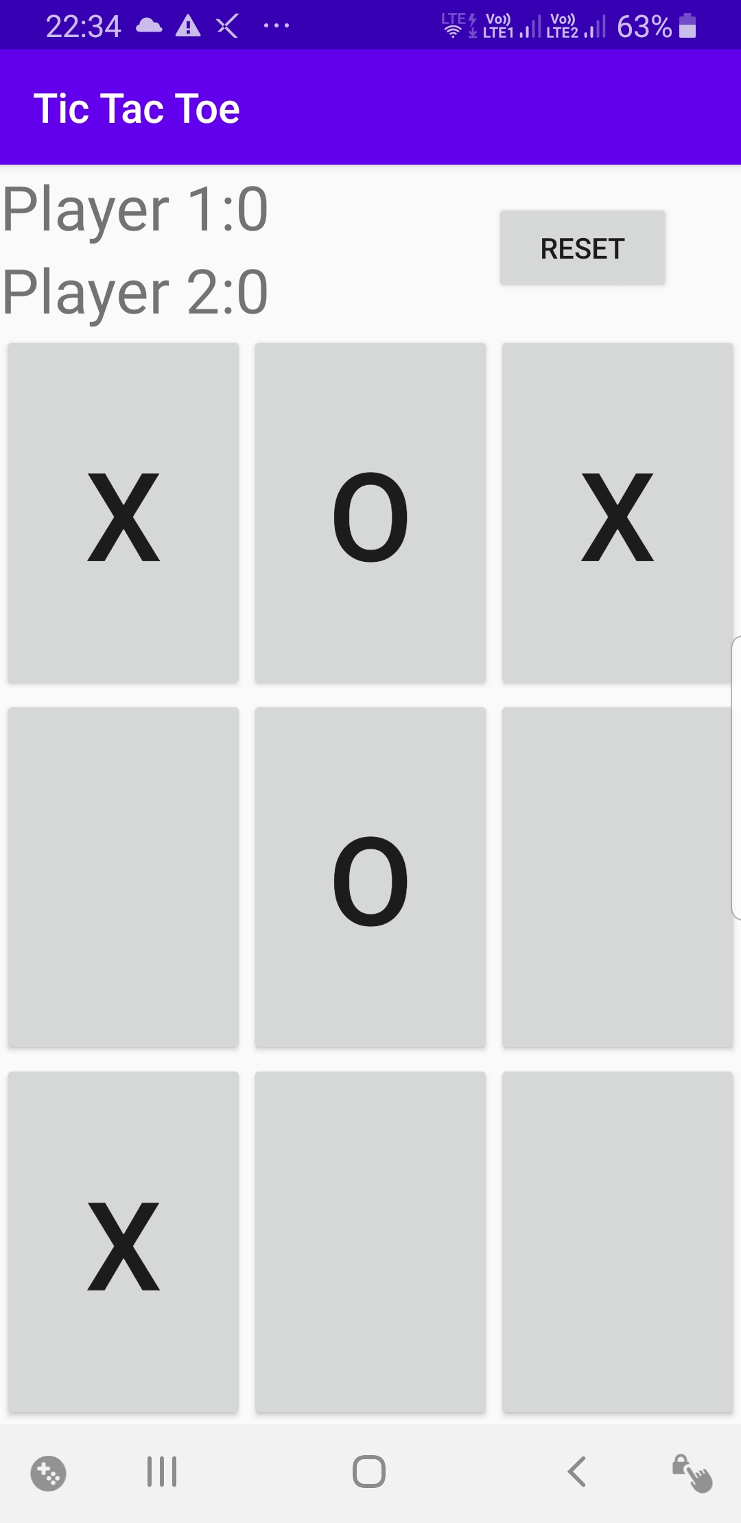 a tic tac toe game